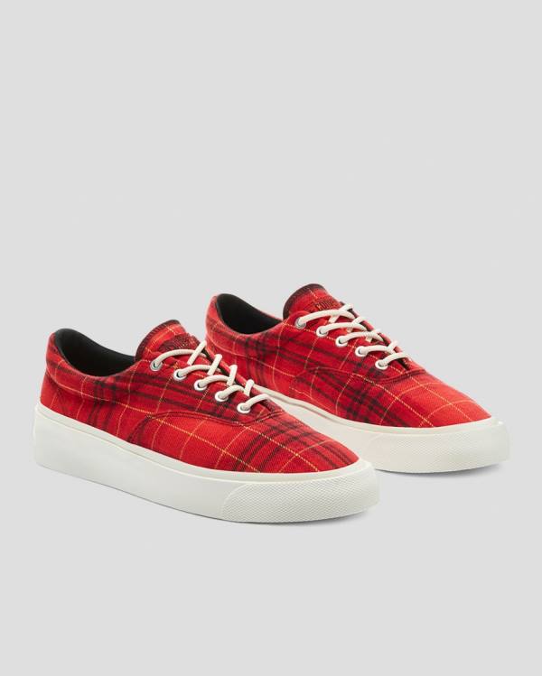 Tenis Bajos Converse Skidgrip Twisted Plaid Rojos | CV-342JHX