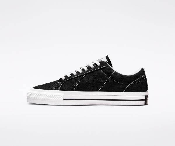 Tenis Bajos Converse Stussy One Star Negros Blancos | CV-385RPL