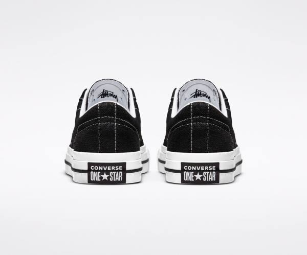 Tenis Bajos Converse Stussy One Star Negros Blancos | CV-385RPL