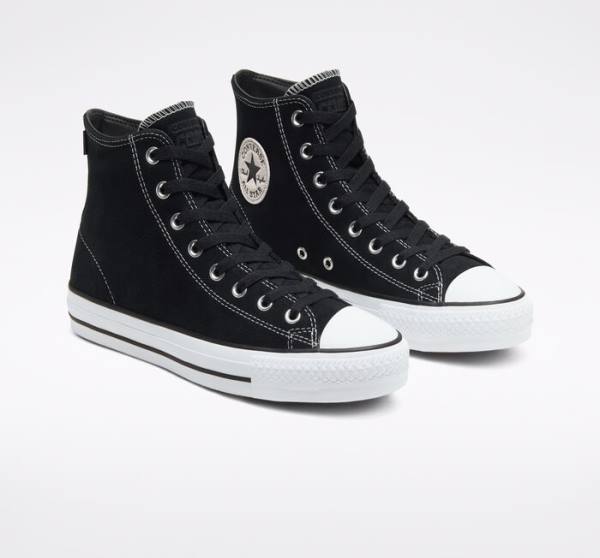 Tenis Skate Converse CONS Chuck Taylor All Star Pro Gamuza Negros Blancos | CV-068KGM